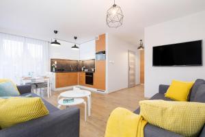 Kuchyň nebo kuchyňský kout v ubytování Apartament Bursztyn Klifowa
