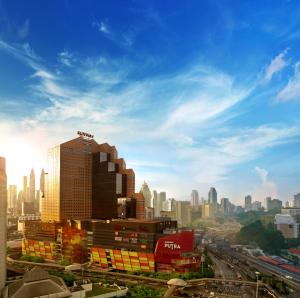 Uma vista geral de Kuala Lumpur ou a vista da cidade a partir do hotel