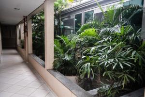 a corridor of a building with a bunch of plants at Lago Da Palma in Palmas