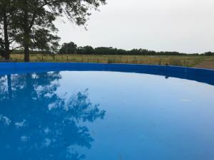 a pool of blue water with trees in the background at La Soñada in Lobos