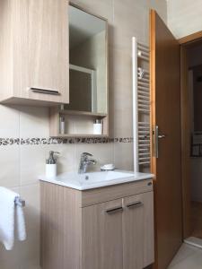 ein Bad mit einem Waschbecken und einem Spiegel in der Unterkunft Apartment Majetić in Gornji Vaganac