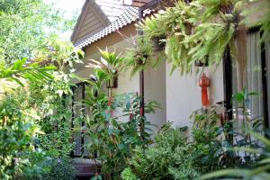 a house with plants and a red fire hydrant at Kittawan Home&Gallery in Chiang Mai