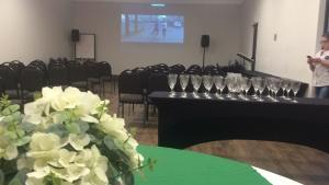 Una donna in piedi in una stanza con dei bicchieri da vino di Ives Hotel a Costa Rica Altre 43 foto