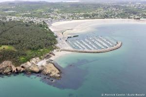 an aerial view of a dock in a body of water at L'Imprenable vue mer in Crozon