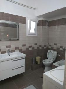 a bathroom with a toilet and a sink at Kastoria apartment μπροστά στη λίμνη στο κέντρο in Kastoria