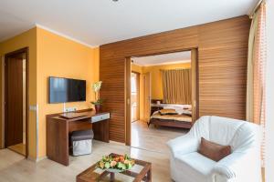 A television and/or entertainment centre at Holiday Beach Budapest Wellness Hotel with Sauna Park