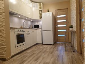 Nhà bếp/bếp nhỏ tại Marijampolės jaukūs apartamentai +9 ảnh