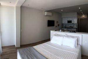 TV a/nebo společenská místnost v ubytování Lakones Deluxe Suites