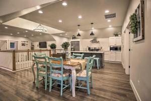 a kitchen and dining room with a table and chairs at Chic Farmhouse with Creek in Heart of Wine Country! in McMinnville +19 photos