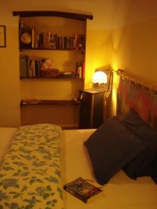 sypialnia z łóżkiem z półką na książki w obiekcie Il Cielo Bio - Il più piccolo B&B del Chianti w Greve in Chianti