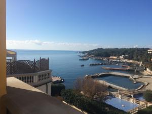 a view of a body of water from a building at Appartamenti fronte mare in Castiglioncello