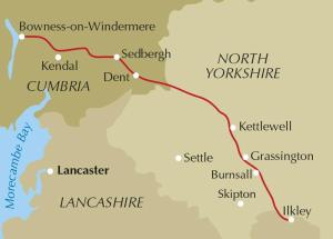 un mapa de la ruta de la seda prevista en The Smithy en Ilkley