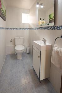ein Bad mit einem WC und einem Waschbecken in der Unterkunft Apartamentos turisticos Avila Villa Carmen III in Avila