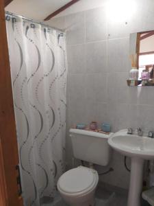 een badkamer met een toilet en een wastafel bij Casa Sol y Luna in Ushuaia