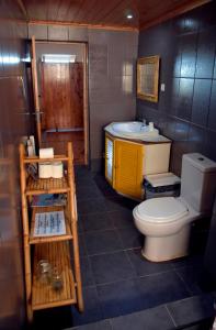 a bathroom with a toilet and a sink at Caldeira Guesthouse in Fajã da Caldeira de Santo Cristo