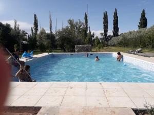 eine Gruppe von Menschen in einem Schwimmbad in der Unterkunft Chalecito Campestre Centrico in Malargüe + 14 Fotos