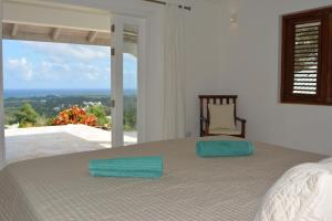 um quarto com uma cama e vista para o oceano em Villa Noria em Las Terrenas