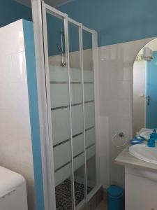 a bathroom with a shower and a sink at Villa Dora in Frontignan +22 photos