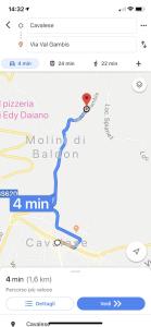 a screenshot of a google map with a red marker at Chalet montagna e relax Volpe Rossa in Cavalese