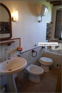 a bathroom with a sink and a toilet at Villa Podere Isabella in Radicofani