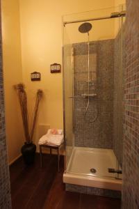 a bathroom with a shower with a glass door at B&B Pretoria Suite in Potenza