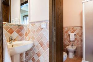 a bathroom with a sink and a toilet at Agriturismo Terre di Toscana in Terricciola