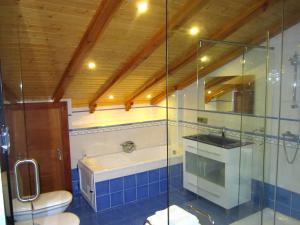Un baño con ducha, inodoro y lavabo. en Apartamentos Almagro, en Almagro 30 fotos más