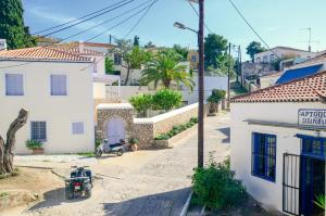 an aerial view of a street in a town with houses at Villa Spetses in Spetses