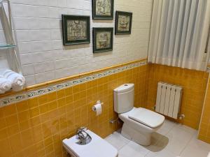 a bathroom with a toilet and a sink at En pleno centro de Bilbao y muy cerca del GUGGENHEIM in Bilbao