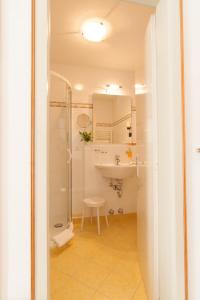 a bathroom with a shower and a sink at Angerburg Blumenhotel in Appiano sulla Strada del Vino