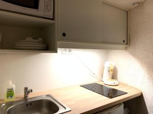 a kitchen counter with a sink and a microwave at Studio Vieux Lyon in Lyon +35 photos