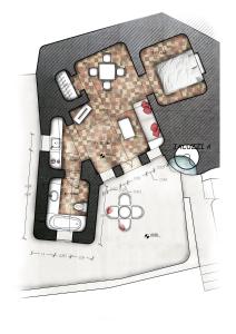 a drawing of a floor plan of a house at The Architect's Cave House in Oia