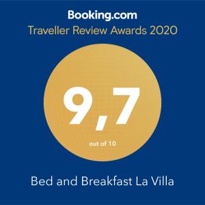 Certifikát, hodnocení, plakát nebo jiný dokument vystavený v ubytování B&B La Villa
