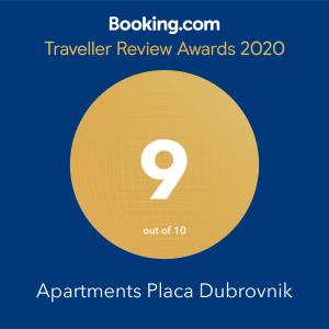 Certifikát, hodnocení, plakát nebo jiný dokument vystavený v ubytování Apartments Placa Dubrovnik