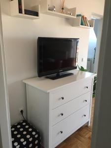 Televízia a/alebo spoločenská miestnosť v ubytovaní Apartman Lara ***