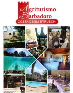 eine Collage mit Fotos eines Resorts mit Pool in der Unterkunft Agriturismo Barbadoro in San Vincenzo