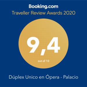 Dúplex Unico en Ópera - Palacio tanúsítványa, márkajelzése vagy díja