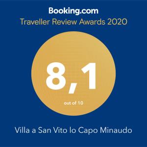 サン・ヴィート・ロ・カーポにあるVilla a San Vito lo Capo Minaudoの八番の黄色い円と旅行審査賞