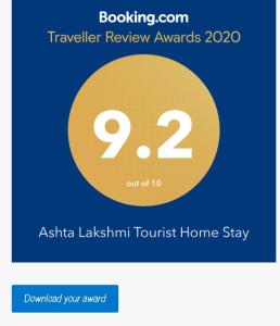 Certifikát, hodnocení, plakát nebo jiný dokument vystavený v ubytování Ashta Lakshmi Tourist Home Stay