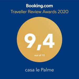 Certifikát, hodnocení, plakát nebo jiný dokument vystavený v ubytování "casa le Palme"
