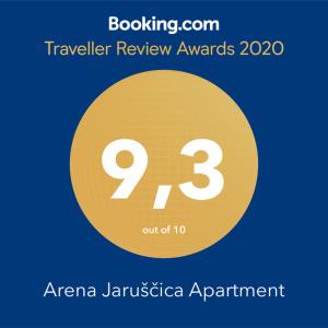 Certifikát, hodnocení, plakát nebo jiný dokument vystavený v ubytování Arena Jaruščica Apartment