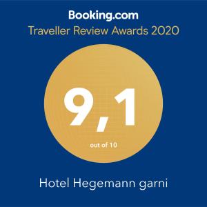 Certifikát, hodnocení, plakát nebo jiný dokument vystavený v ubytování Hotel Hegemann garni
