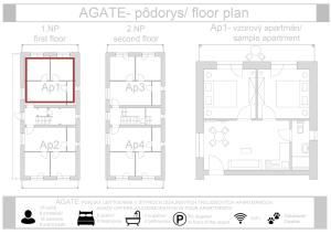 Plán poschodí v ubytovaní Ubytovanie AGATE