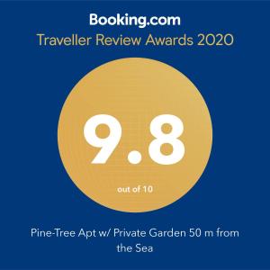 Certifikát, hodnocení, plakát nebo jiný dokument vystavený v ubytování Pine-Tree Apt w/ Private Garden 50 m from the Sea