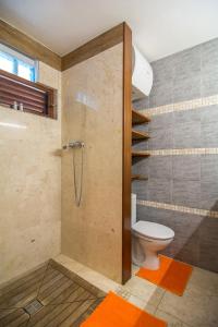a bathroom with a shower with a toilet in it at Studio Marigot, Vue Panoramique in Saint Martin