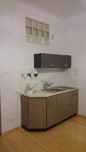 - une cuisine avec un évier et un comptoir dans l'établissement Studio Latte Juliana Bartoszewicza, à Varsovie