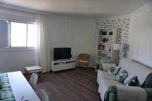 a living room with a couch and a tv at CASA LUCA in Estepona