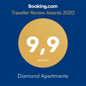 a yellow circle with the text travel review awards diamond arguments at Diamond Apartments in Agios Konstantinos