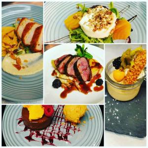 a collage of pictures of different types of food at The Plough Itchen Abbas in Winchester