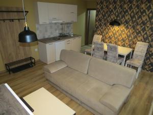 a living room with a couch and a table at Apartman i studio Žuta dunja in Kopaonik